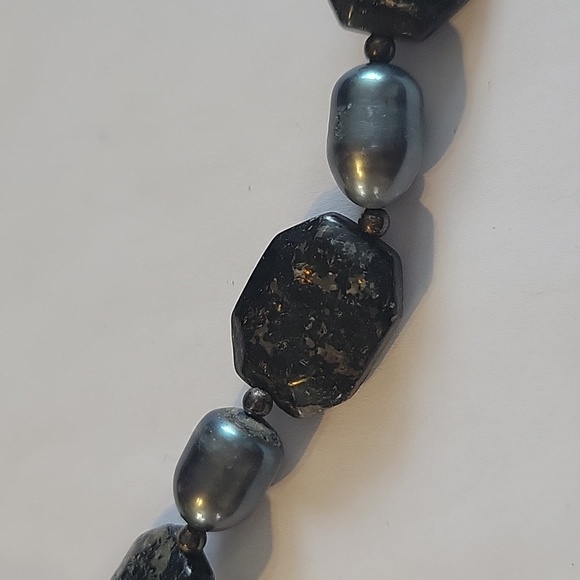 Artistic Obsidian Hematite Black Gemstone Necklace Stone Precious Gem Adjustable - Picture 5 of 5